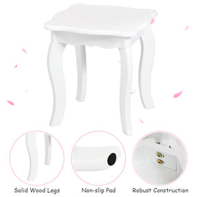 Kids Makeup Table Stool Set with Tri-folding Mirror for Bedroom