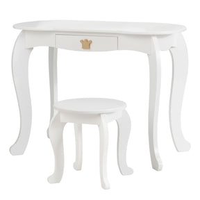 Kids Vanity Table and Chair Set with Drawer & Mirror for Girls