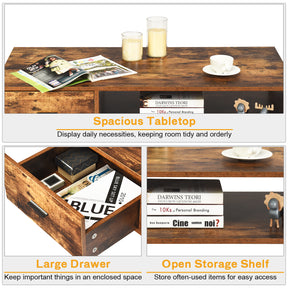 Mid-Century Modern Coffee Table with 1 Drawer & Storage Shelf