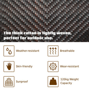 2PCS Folding Reclining Rattan Chair with Adjustable Position for Garden