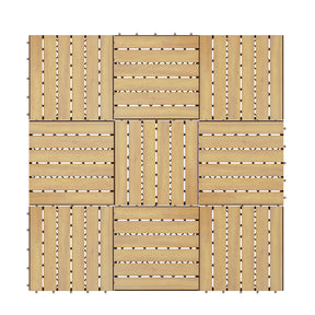 30*30cm 10-Pack Acacia Wood Flooring Deck Tiles for Indoor & Outdoor
