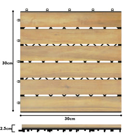 30*30cm 10-Pack Acacia Wood Flooring Deck Tiles for Indoor & Outdoor