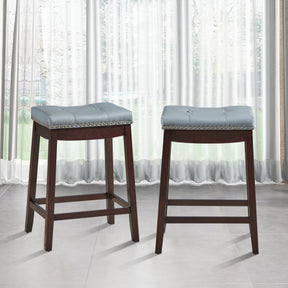 64 cm Backless Nailhead Bar Stool with Counter Height for Dining Room