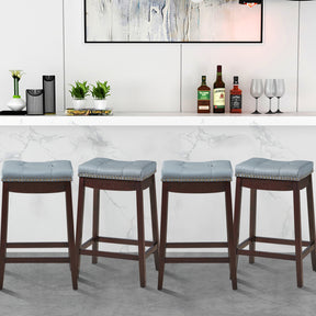 64 cm Backless Nailhead Bar Stool with Counter Height for Dining Room