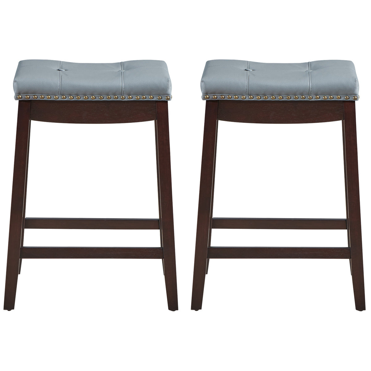 64 cm Backless Nailhead Bar Stool with Counter Height for Dining Room
