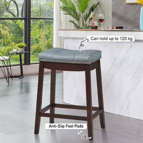64 cm Backless Nailhead Bar Stool with Counter Height for Dining Room