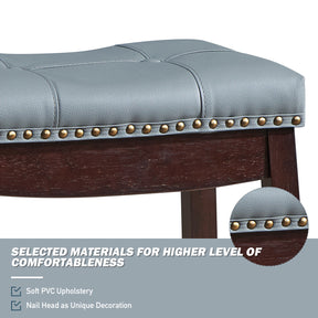 74cm Backless Nailhead Bar Stool with Natural Rubber Wood Legs for Dining Room