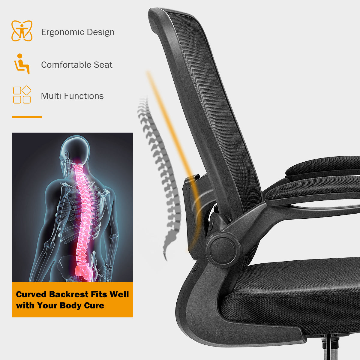 Ergonomic Drafting Chair with Flip-Up Armrest