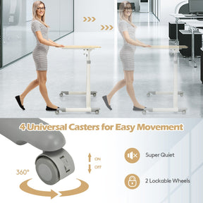 Mobile Height Adjustable Sit to Stand Up Computer Desk with Lockable Wheels