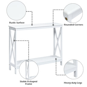 Industrial 2-Tier Narrow Console Table with Storage Shelf for Entryway