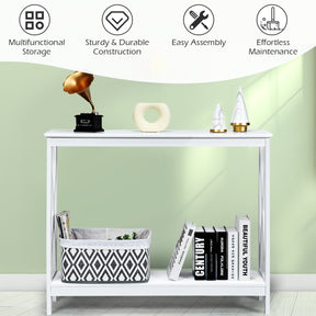Industrial 2-Tier Narrow Console Table with Storage Shelf for Entryway