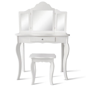 Kids Dressing Table Set with Stool & Mirror for Children Ages 3-7