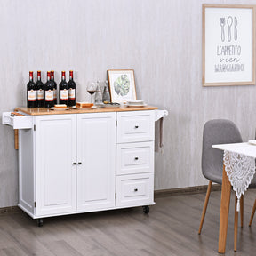 Kitchen Island Trolley with 3 Drawers and Adjustable Shelves