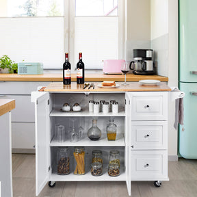 Kitchen Island Trolley with 3 Drawers and Adjustable Shelves