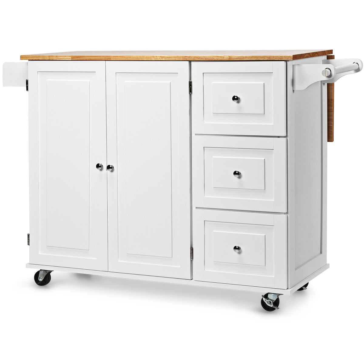 Kitchen Island Trolley with 3 Drawers and Adjustable Shelves