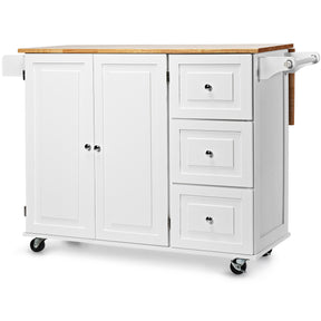 Kitchen Island Trolley with 3 Drawers and Adjustable Shelves