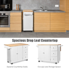 Kitchen Island Trolley with 3 Drawers and Adjustable Shelves