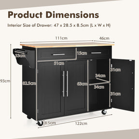 Rolling Storage Trolley with 2 Deep Drawers for Kitchen