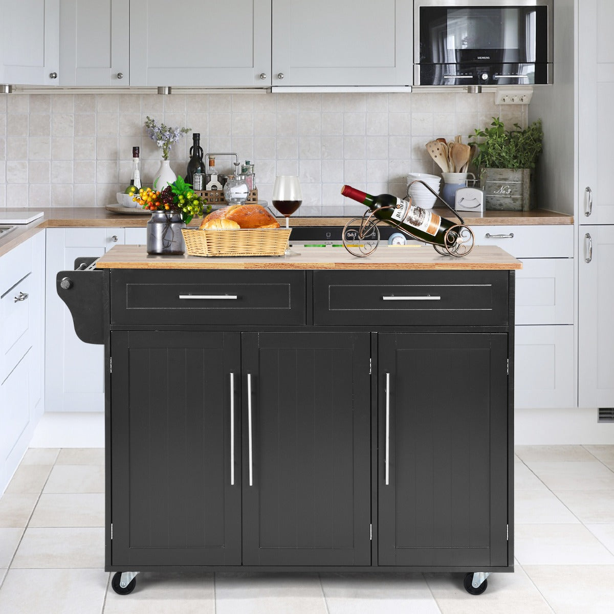 Rolling Storage Trolley with 2 Deep Drawers for Kitchen
