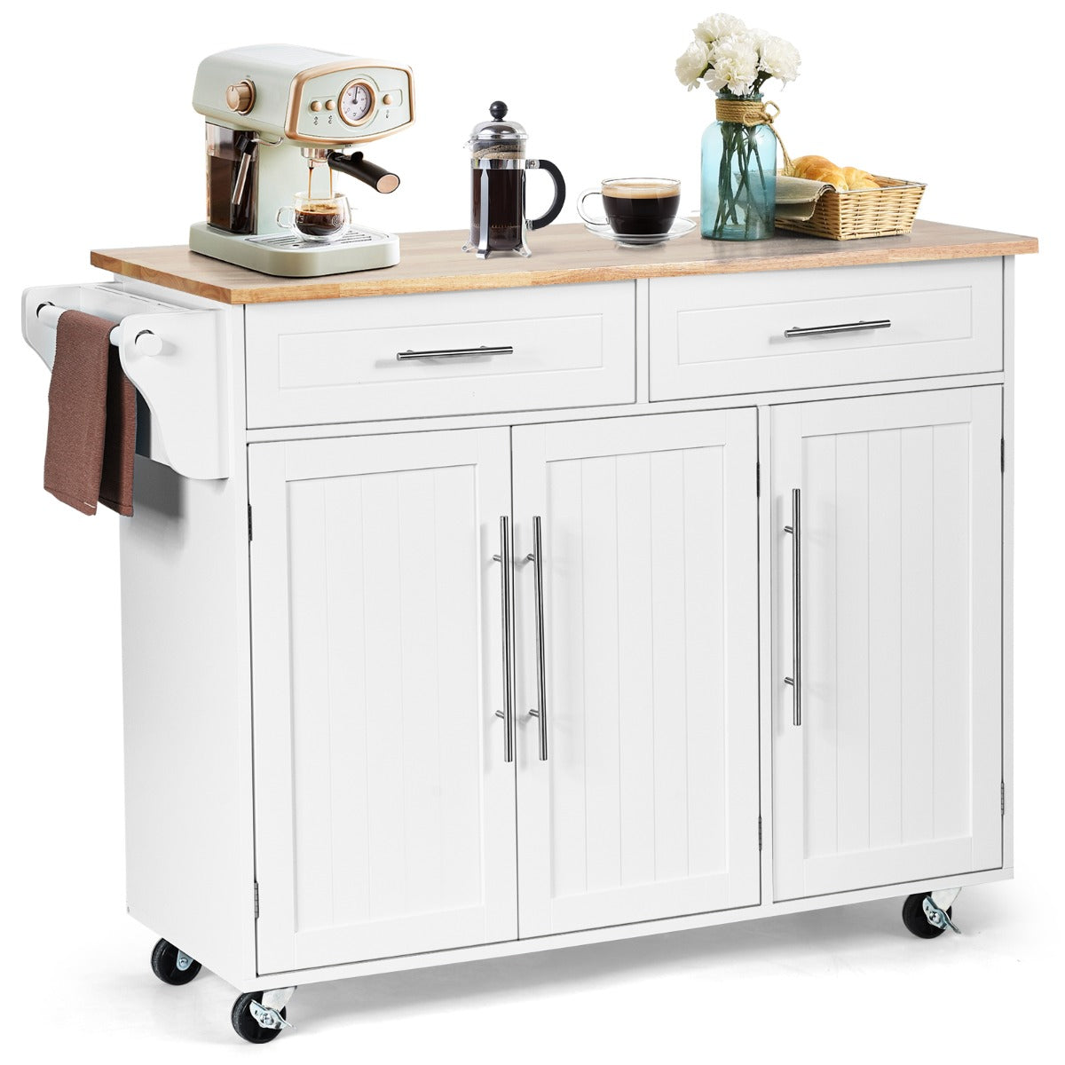 Rolling Storage Trolley with 2 Deep Drawers for Kitchen