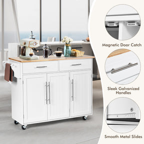 Rolling Storage Trolley with 2 Deep Drawers for Kitchen