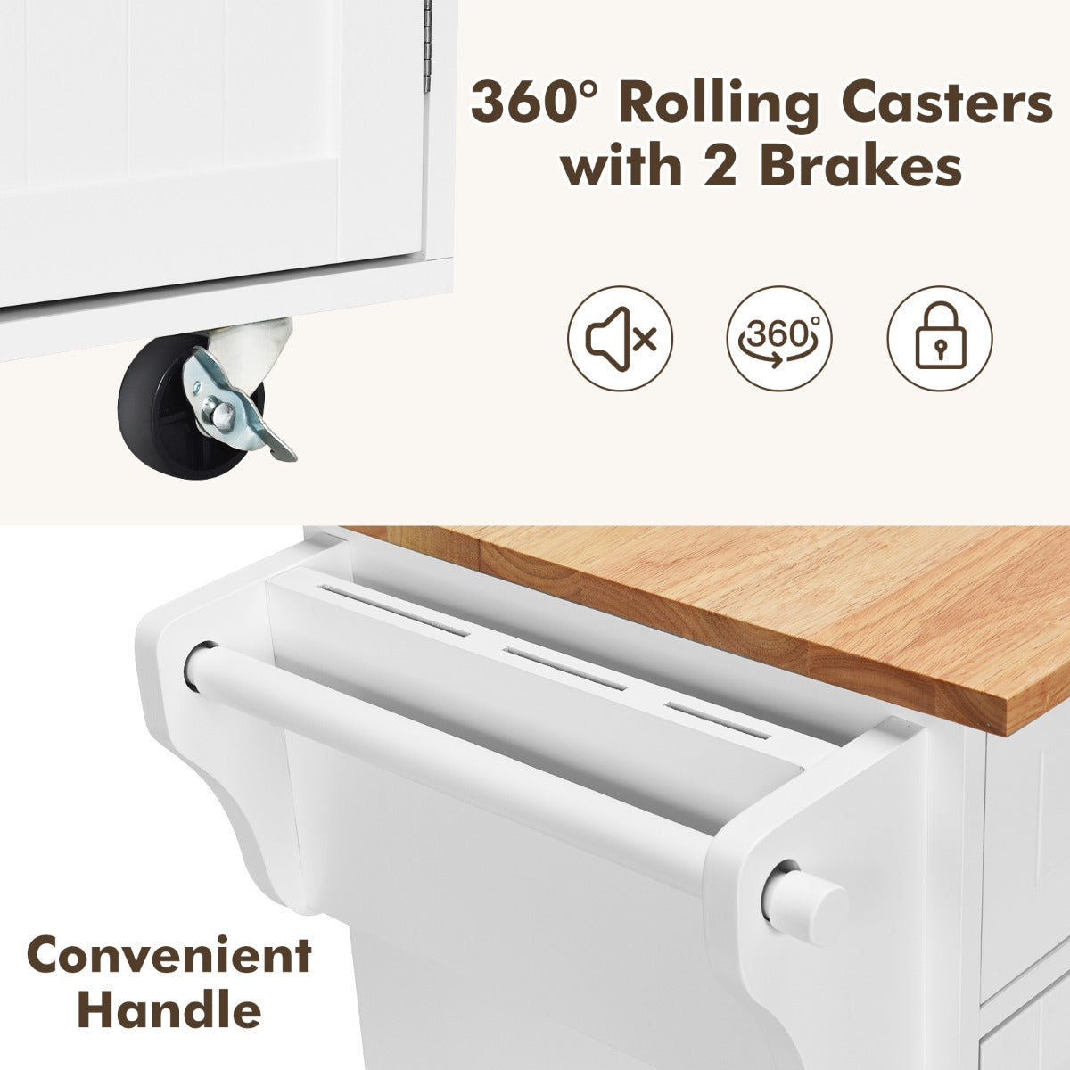 Rolling Storage Trolley with 2 Deep Drawers for Kitchen