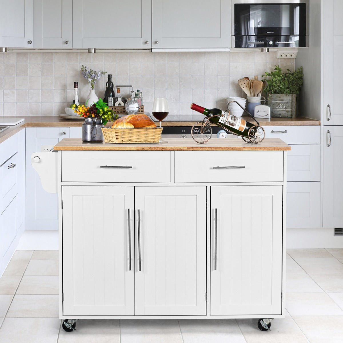 Rolling Storage Trolley with 2 Deep Drawers for Kitchen