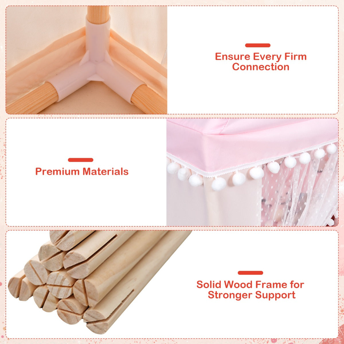 Multipurpose Kids' Playhouse Castle with Solid Wood Frame & Cotton Mat for Boys & Girls