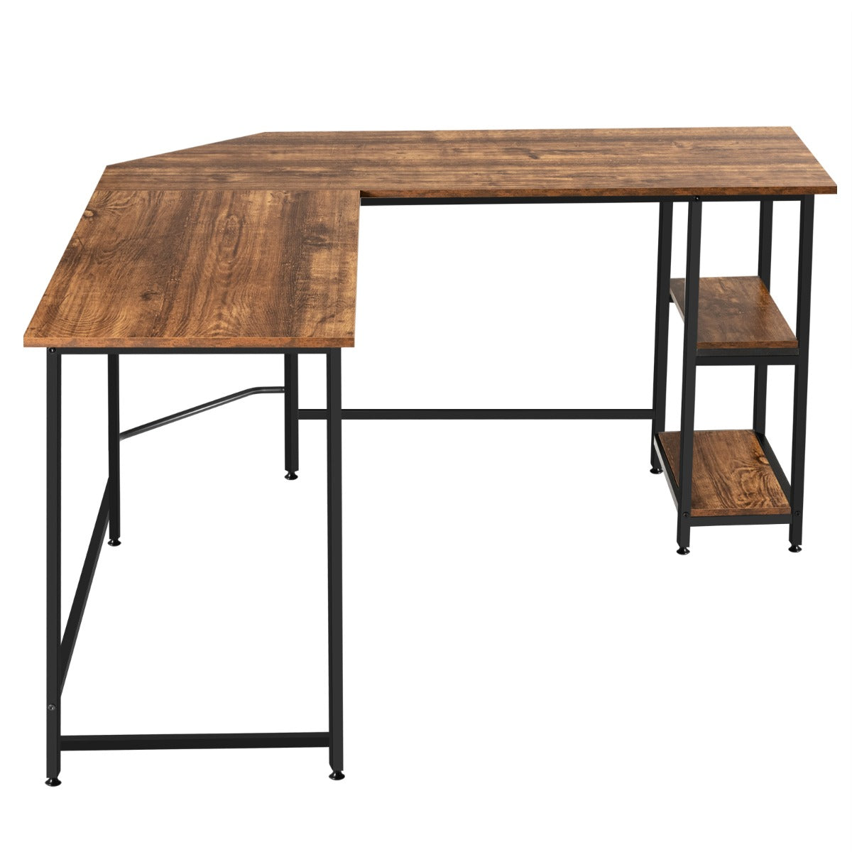 L-Shaped Desk with 2-Tier Storage Shelf for Home