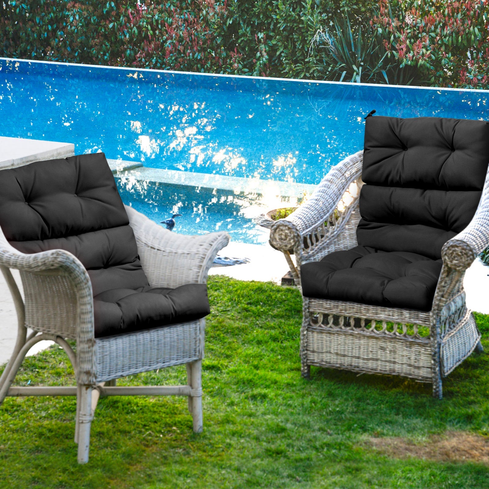 High Back Chair Cushion Patio Chair Seat Pads Non-slip Rope Belts Indoor Outdoor