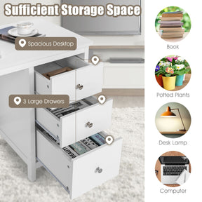 3-Drawer Computer Desk with Spacious Desktop for Office