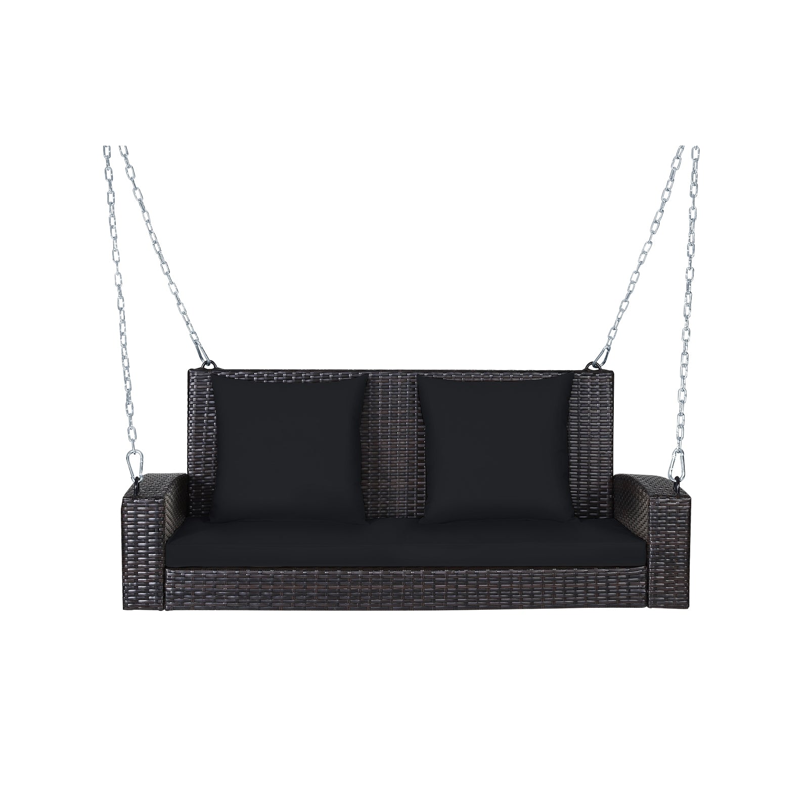 2-Person Patio Rattan Porch Swing with Cushions