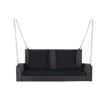 2-Person Patio Rattan Porch Swing with Cushions