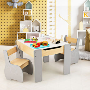 4-in-1 Wooden Kids Activity Table and Chair Set for Drawing and Studying