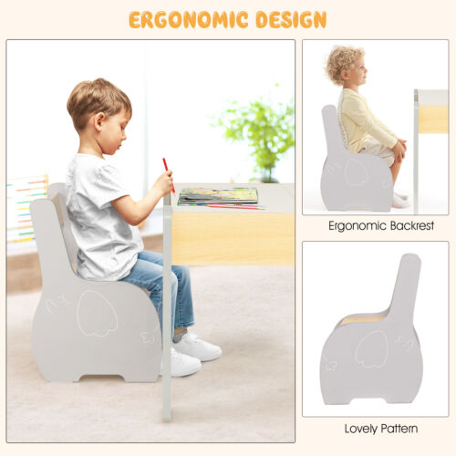 4-in-1 Wooden Kids Activity Table and Chair Set for Drawing and Studying