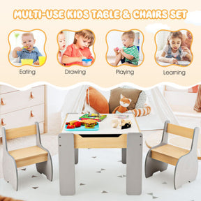 4-in-1 Wooden Kids Activity Table and Chair Set for Drawing and Studying