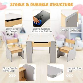 4-in-1 Wooden Kids Activity Table and Chair Set for Drawing and Studying