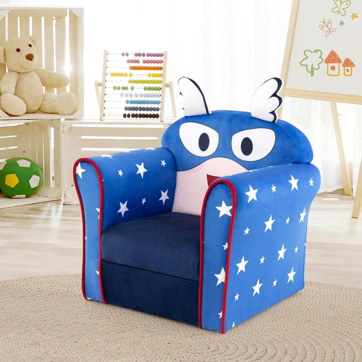 Kids Upholstered Armchair with Cute Cartoon Pattern for 0-5 Years
