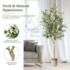 Giantex 182cm 1-Pack Artificial Olive Tree in Cement Pot w/ Leaves & Fruits