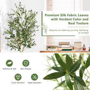 Giantex 182cm 1-Pack Artificial Olive Tree in Cement Pot w/ Leaves & Fruits