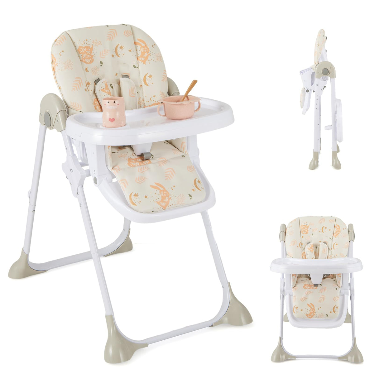 BABY JOY Baby High Chair, Folding Highchair for Toddlers w/Adjustable Height