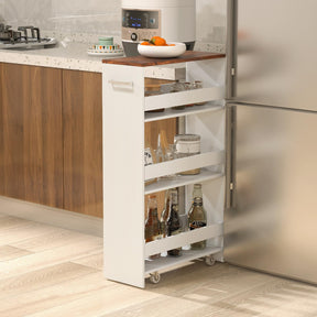 4-Tier Rolling Storage Cart, 20cm Slim Kitchen Cart on Wheels