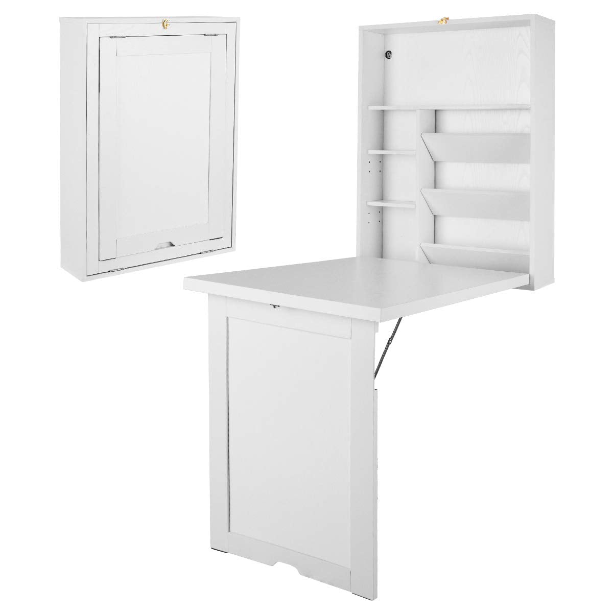 Giantex Wall Mounted Fold Out Convertible Desk, Multi-Function Floating Desk for Home Office