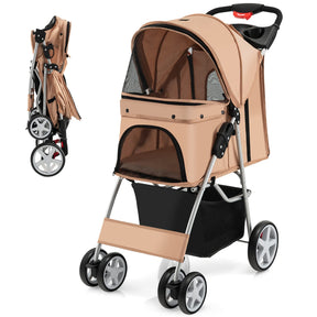 Giantex Folding Dog Stroller for Small Medium Dogs Cats Puppy