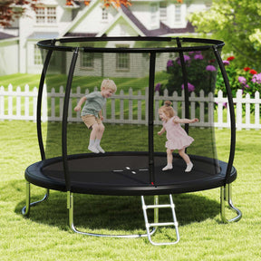 12FT 10FT 8FT Outdoor Trampoline, Heavy-Duty Recreational Trampoline with Safety Enclosure Net