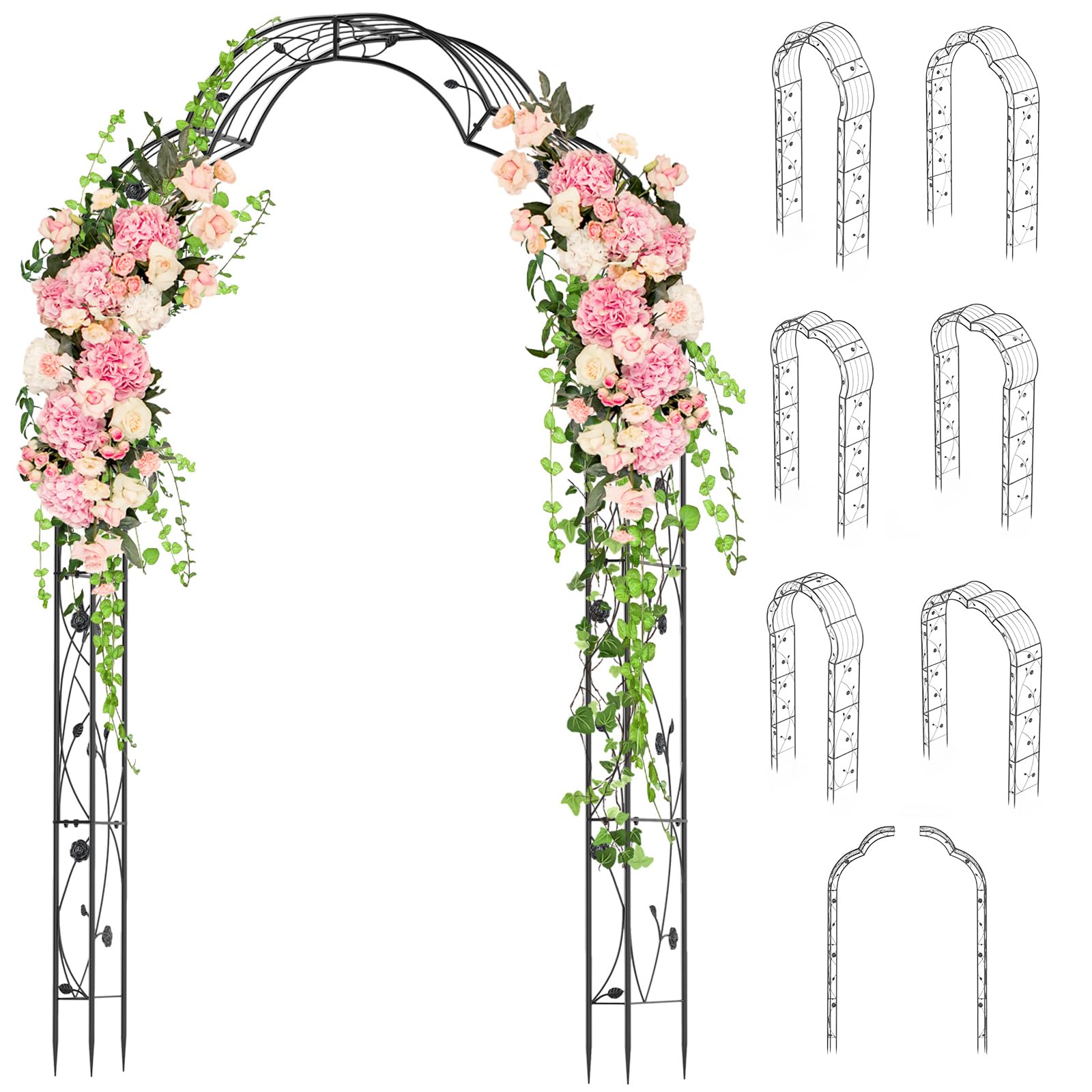 Giantex - 2 Half Garden Arch Trellis, 8.2ft Metal Garden Gazebo