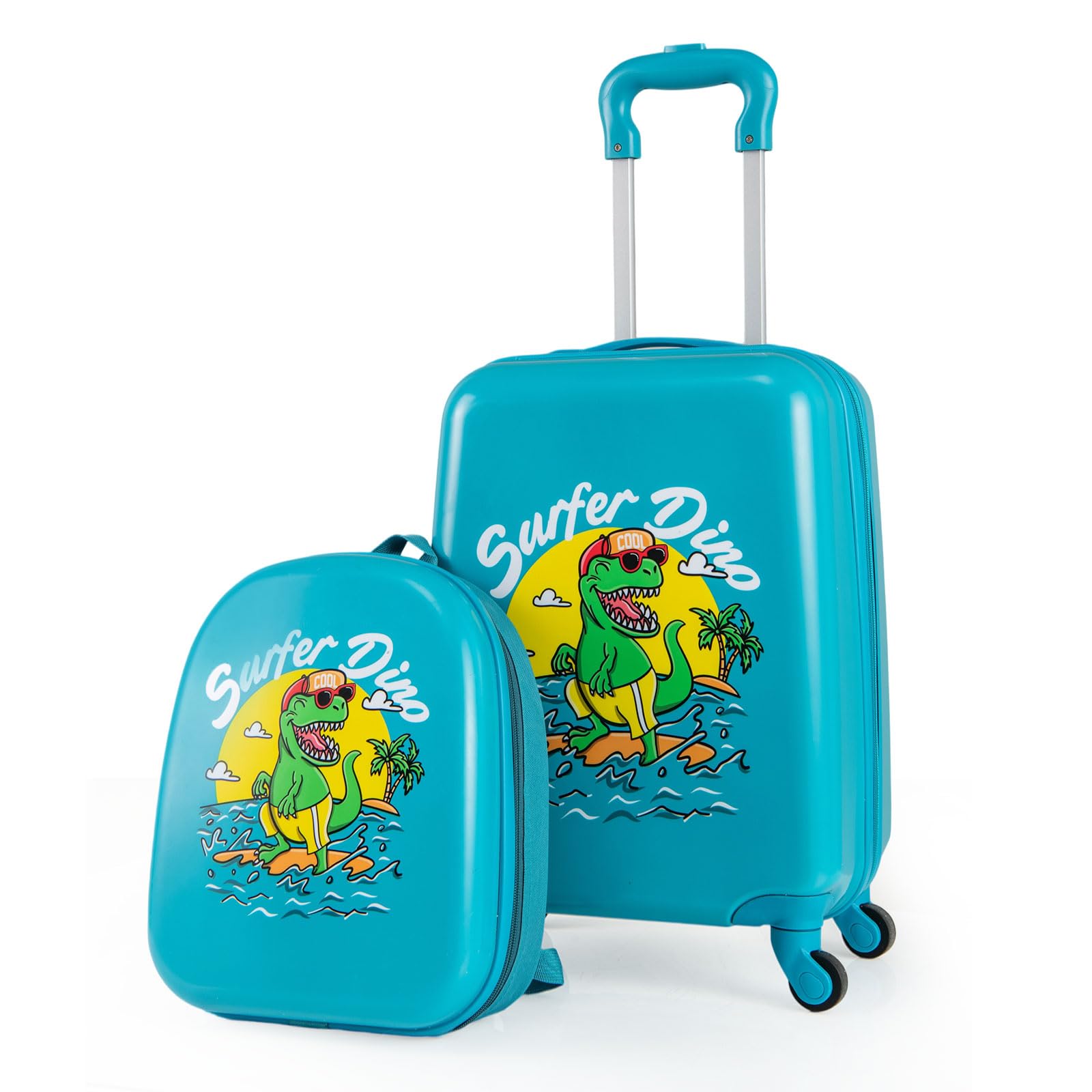 2 PCS Kids Luggage Set, 13" Travel Backpack and 16" Carry-on Suitcase with Spinner Wheels