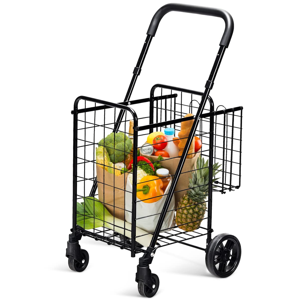 Giantex Folding Shopping Cart, 52D x 43W x 89.5H