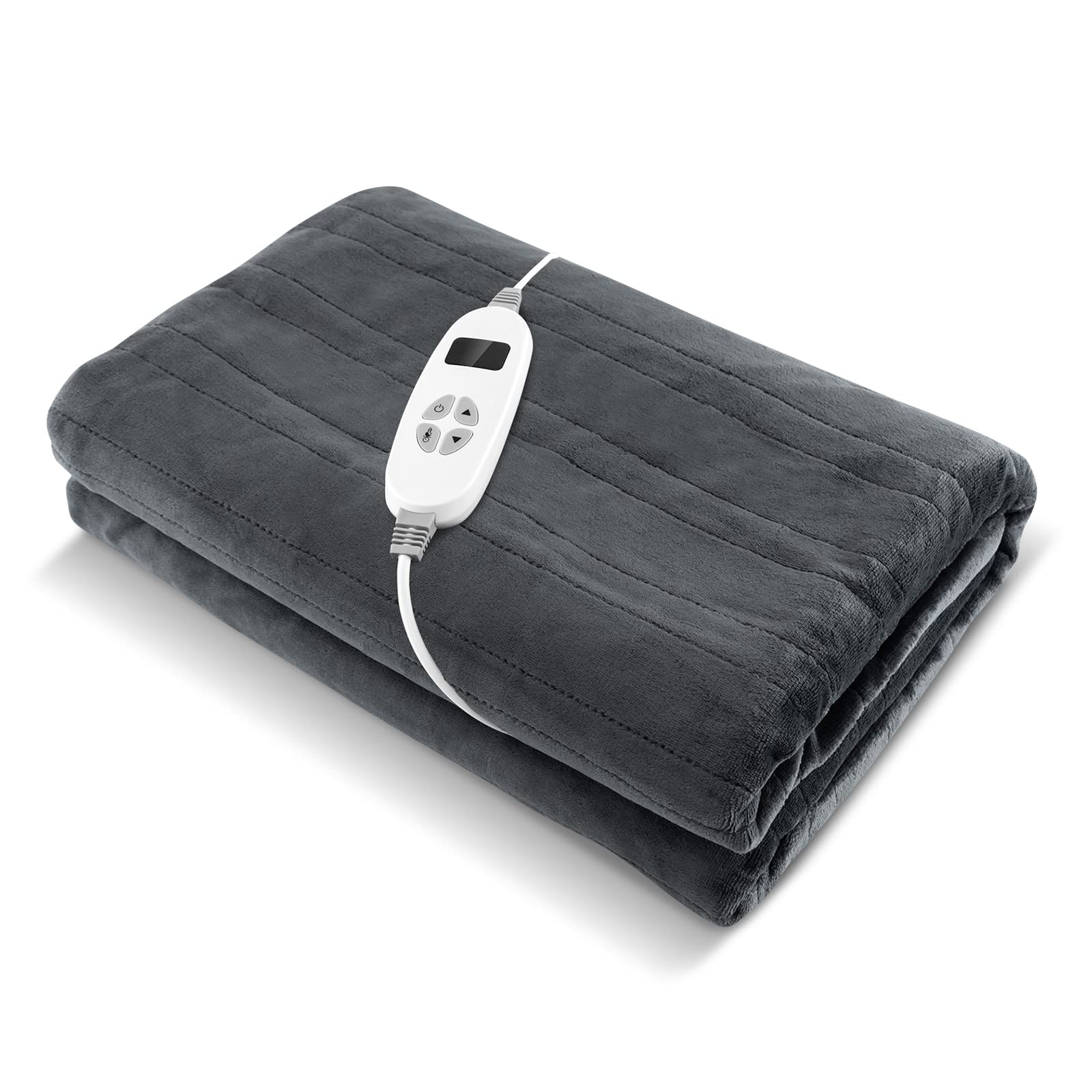 Electric Heated Blanket Throw, Double-Sided Fleece Soft Fast Heating Blanket w/9 Heat Settings, 9 Hours Timing Function