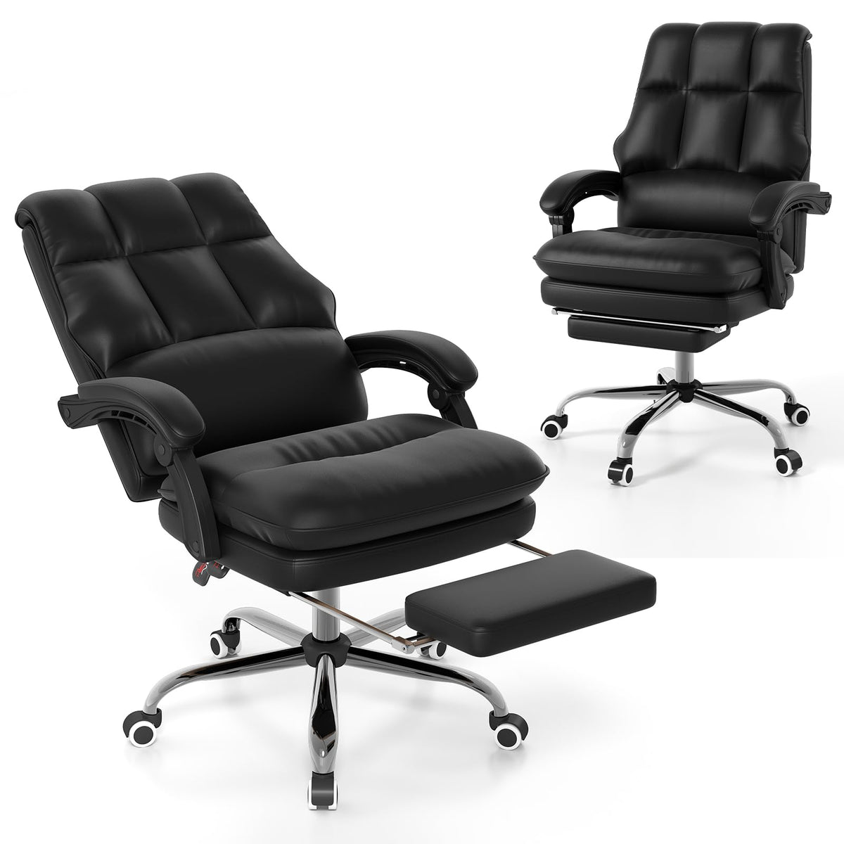 Ergonomic Office Chair PU Leather Computer Chair with Adjustable Swivel Seat